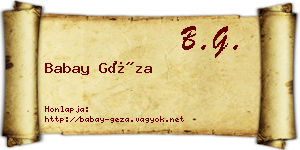 Babay Géza névjegykártya